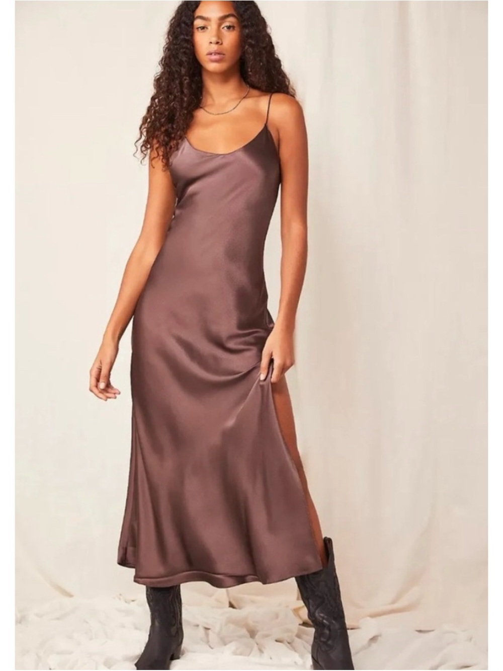 NWT Dannijo Mossy Maxi Slip Dress Dark Brown Medium - Picture 12 of 12